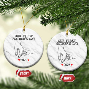 New Mom Est. 2025 Ceramic Ornament First Mothers Day Matching Gift Light TS02 1pc White Marble Print Your Wear