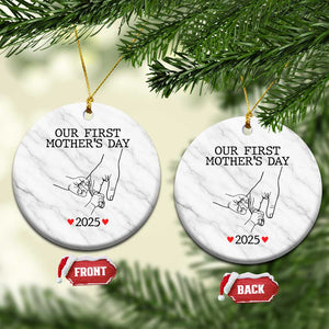 New Mom of Twins Est. 2025 Ceramic Ornament First Mothers Day Matching Gift Light TS02 1pc White Marble Print Your Wear