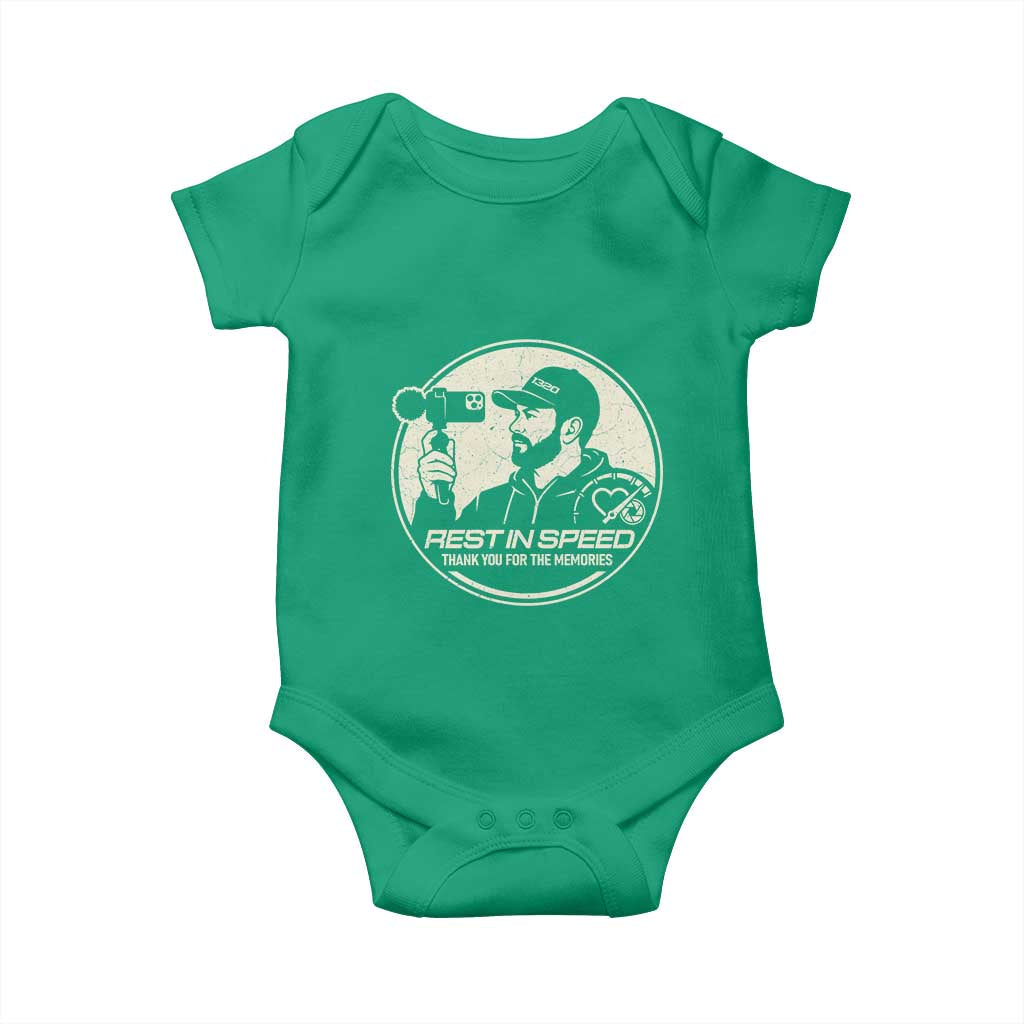 Rest In Speed Thank You For The Memories Baby Onesie Automotive Media Legend Memorial Tribute TS02 Irish Green Print Your Wear