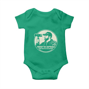 Rest In Speed Thank You For The Memories Baby Onesie Automotive Media Legend Memorial Tribute TS02 Irish Green Print Your Wear