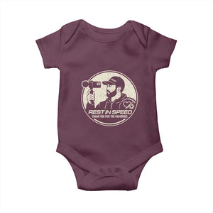 Rest In Speed Thank You For The Memories Baby Onesie Automotive Media Legend Memorial Tribute TS02 Maroon Print Your Wear