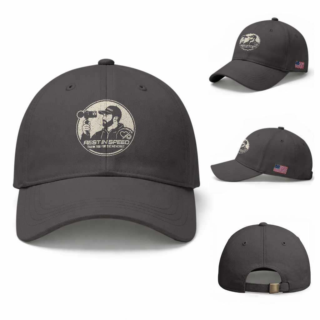 Rest In Speed Thank You For The Memories Baseball Cap Automotive Media Legend Memorial Tribute TS02 Baseball Cap Universal Fit Dark Gray Print Your Wear