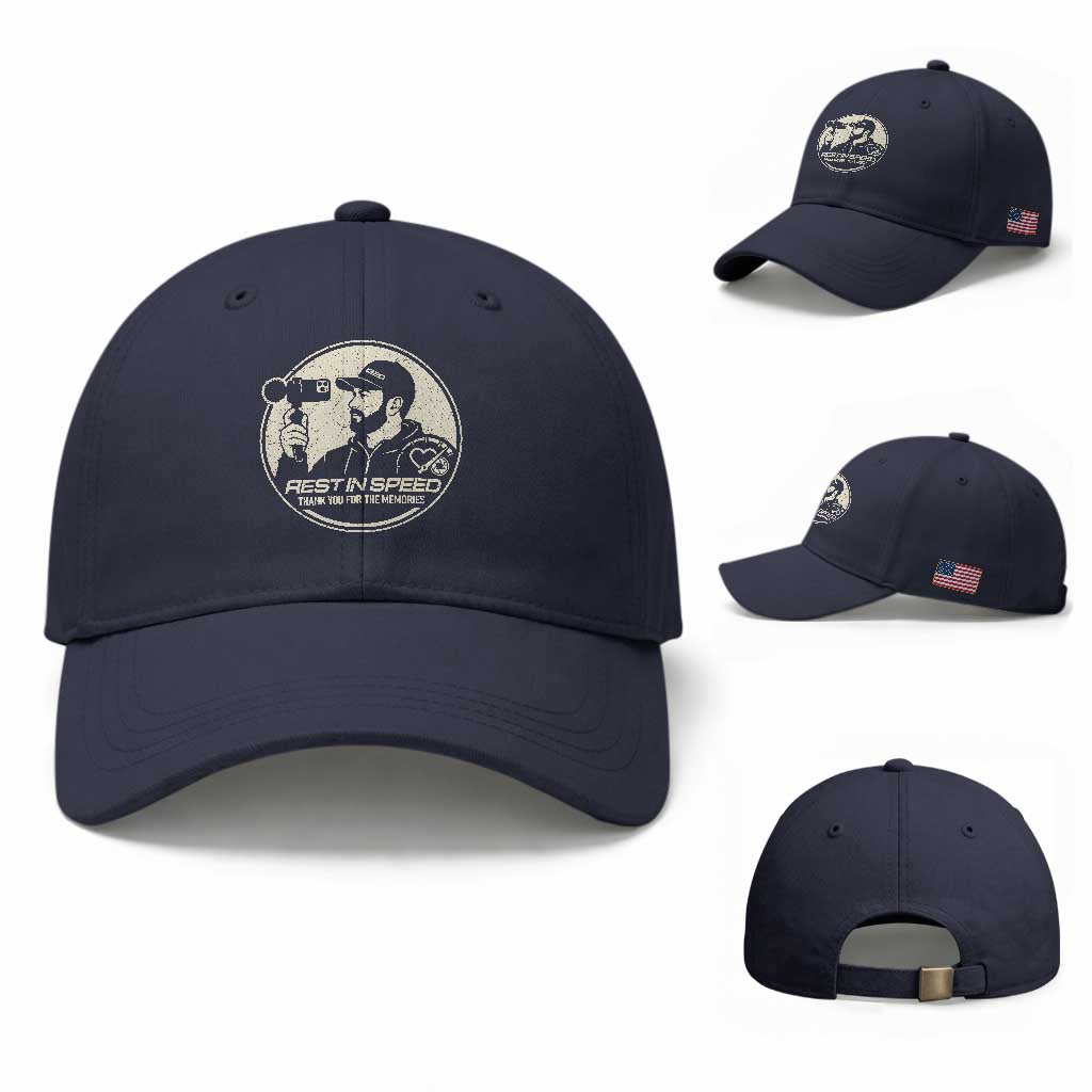 Rest In Speed Thank You For The Memories Baseball Cap Automotive Media Legend Memorial Tribute TS02 Baseball Cap Universal Fit Navy Print Your Wear