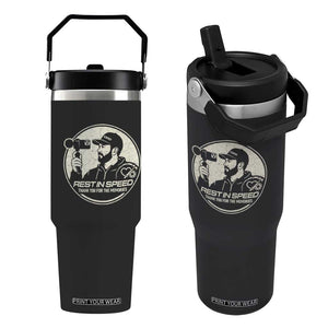 Rest In Speed Thank You For The Memories Flip Straw Tumbler Automotive Media Legend Memorial Tribute TS02 One Size: 30 oz Black Print Your Wear