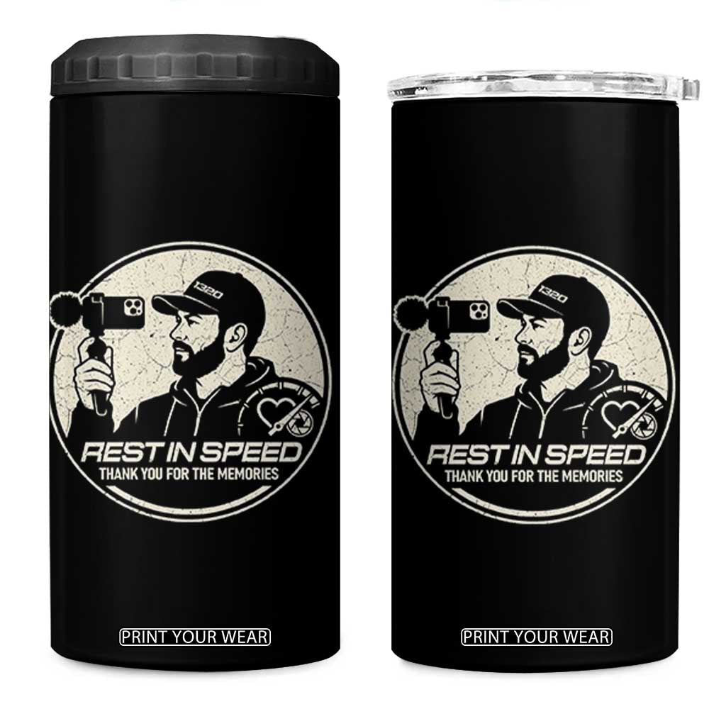 Rest In Speed Thank You For The Memories 4 in 1 Can Cooler Tumbler Automotive Media Legend Memorial Tribute TS02 One Size: 16 oz Black Print Your Wear