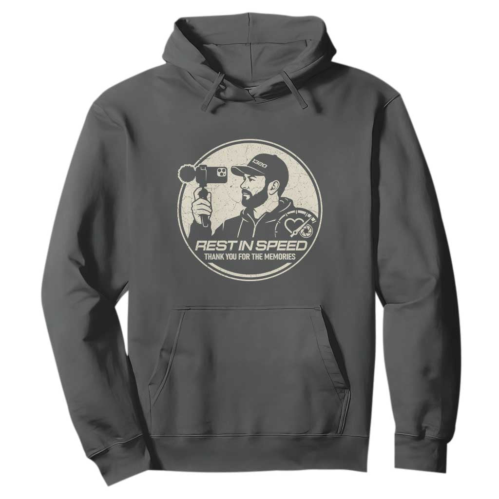 Rest In Speed Thank You For The Memories Hoodie Automotive Media Legend Memorial Tribute TS02 Dark Heather Print Your Wear