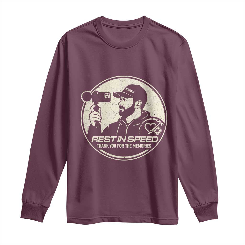 Rest In Speed Thank You For The Memories Long Sleeve Shirt Automotive Media Legend Memorial Tribute TS02 Maroon Print Your Wear
