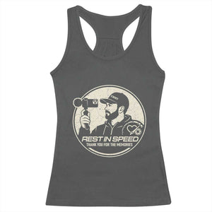 Rest In Speed Thank You For The Memories Racerback Tank Top Automotive Media Legend Memorial Tribute TS02 Dark Heather Print Your Wear