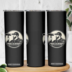Rest In Speed Thank You For The Memories Skinny Tumbler Automotive Media Legend Memorial Tribute TS02 Print Your Wear