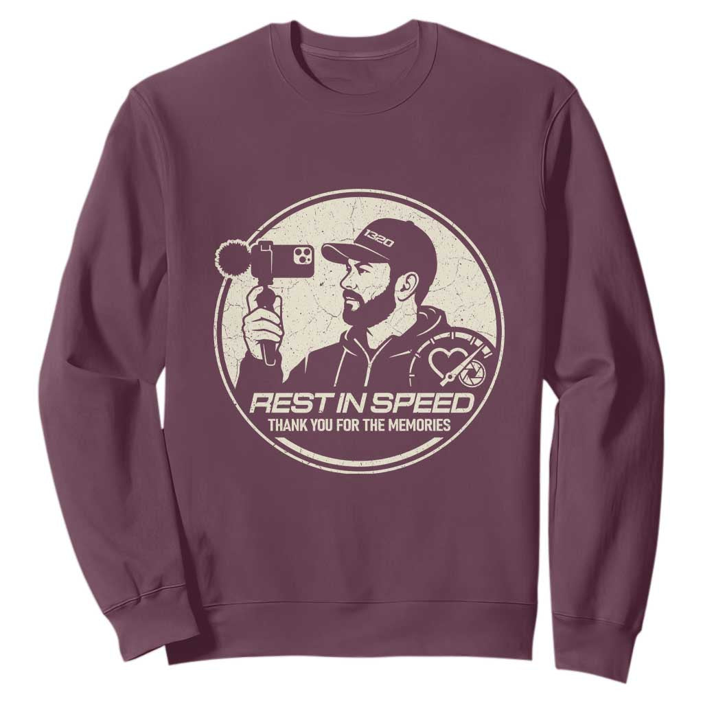 Rest In Speed Thank You For The Memories Sweatshirt Automotive Media Legend Memorial Tribute TS02 Maroon Print Your Wear