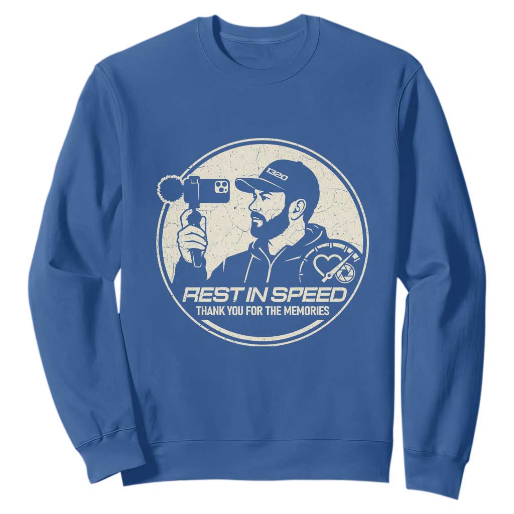 Rest In Speed Thank You For The Memories Sweatshirt Automotive Media Legend Memorial Tribute TS02 Royal Blue Print Your Wear
