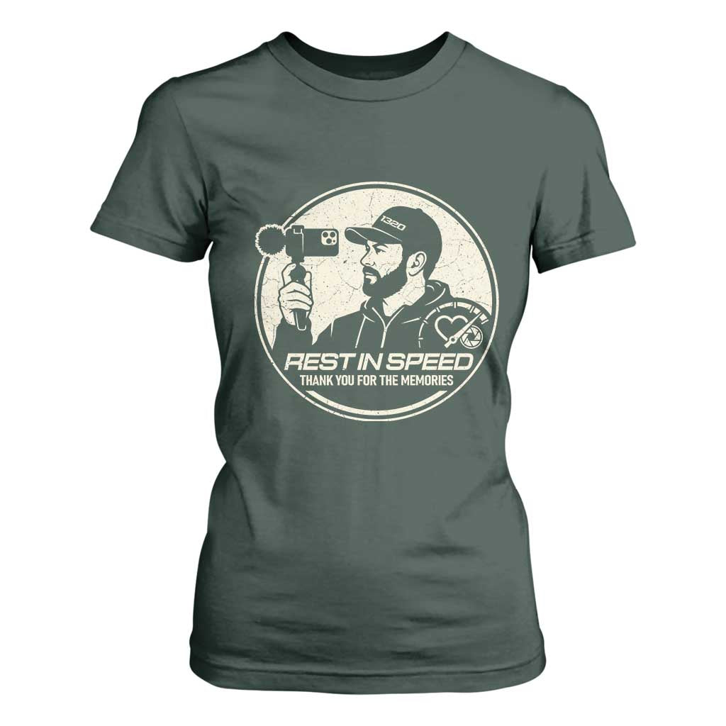 Rest In Speed Thank You For The Memories T Shirt For Women Automotive Media Legend Memorial Tribute TS02 Dark Forest Green Print Your Wear