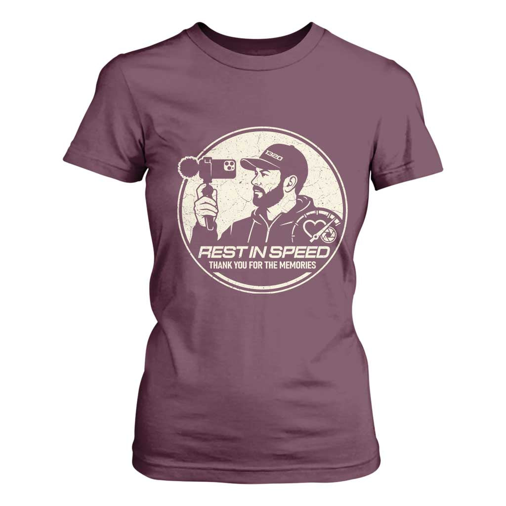 Rest In Speed Thank You For The Memories T Shirt For Women Automotive Media Legend Memorial Tribute TS02 Maroon Print Your Wear