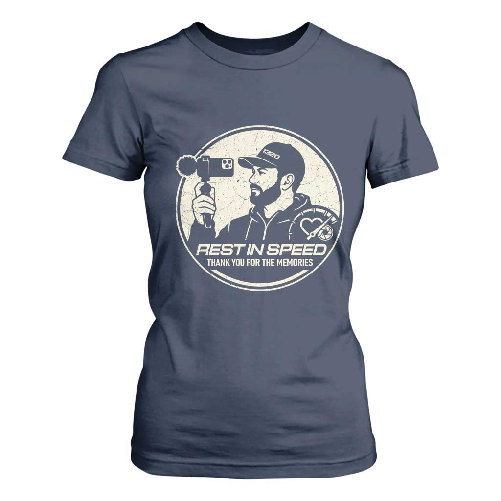 Rest In Speed Thank You For The Memories T Shirt For Women Automotive Media Legend Memorial Tribute TS02 Navy Print Your Wear