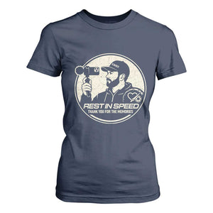 Rest In Speed Thank You For The Memories T Shirt For Women Automotive Media Legend Memorial Tribute TS02 Navy Print Your Wear