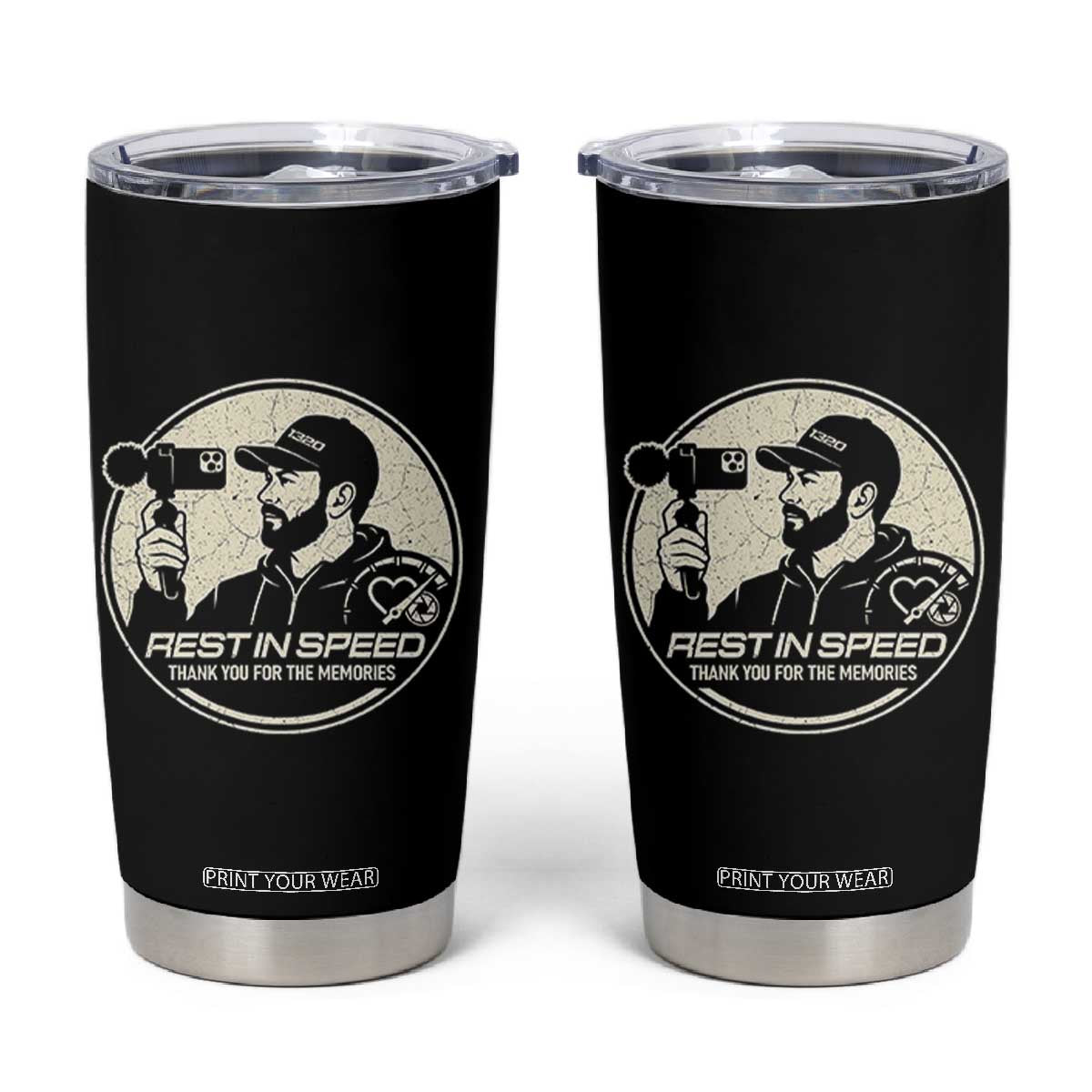 Rest In Speed Thank You For The Memories Tumbler Cup Automotive Media Legend Memorial Tribute TS02 Black Print Your Wear