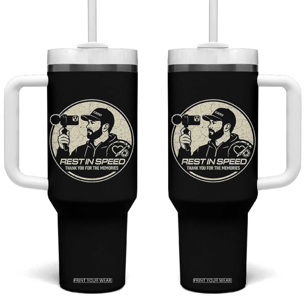 Rest In Speed Thank You For The Memories Tumbler With Handle Automotive Media Legend Memorial Tribute