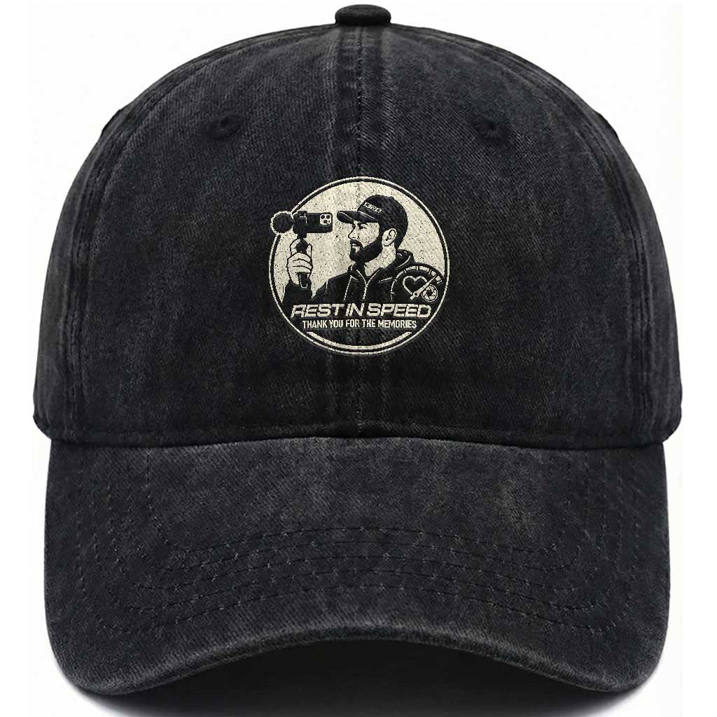 Rest In Speed Thank You For The Memories Washed Cotton Baseball Cap Automotive Media Legend Memorial Tribute TS02 Print Your Wear