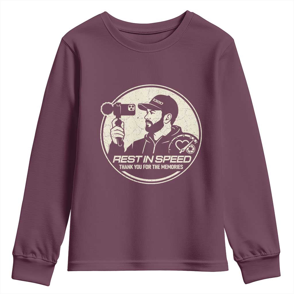 Rest In Speed Thank You For The Memories Youth Sweatshirt Automotive Media Legend Memorial Tribute TS02 Maroon Print Your Wear