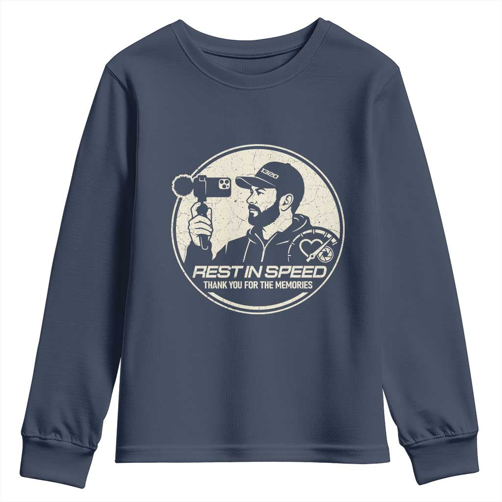 Rest In Speed Thank You For The Memories Youth Sweatshirt Automotive Media Legend Memorial Tribute TS02 Navy Print Your Wear