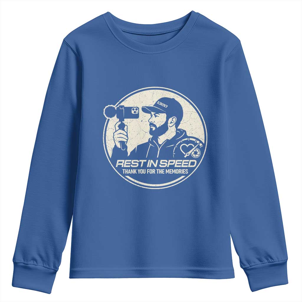 Rest In Speed Thank You For The Memories Youth Sweatshirt Automotive Media Legend Memorial Tribute TS02 Royal Blue Print Your Wear