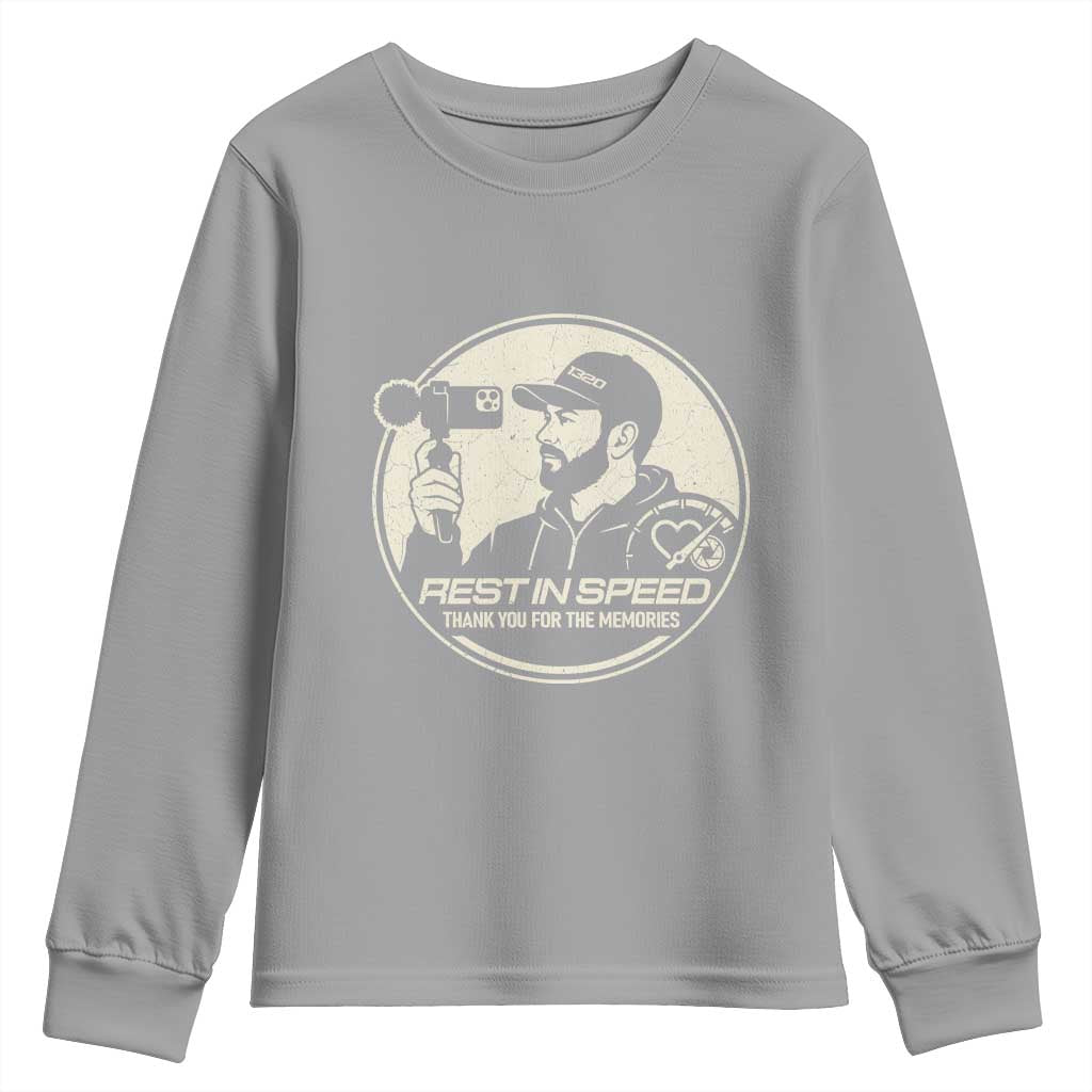 Rest In Speed Thank You For The Memories Youth Sweatshirt Automotive Media Legend Memorial Tribute TS02 Sport Gray Print Your Wear