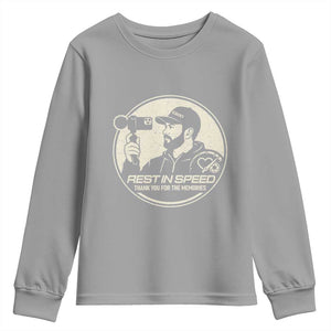Rest In Speed Thank You For The Memories Youth Sweatshirt Automotive Media Legend Memorial Tribute TS02 Sport Gray Print Your Wear