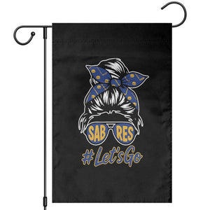 Lets Go Hockey Mom Garden Flag Buffalo Messy Bun Sunglasses Sports Fan