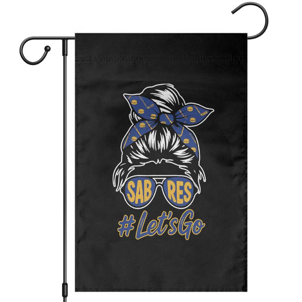 Lets Go Hockey Mom Garden Flag Buffalo Messy Bun Sunglasses Sports Fan TS02 Black Print Your Wear