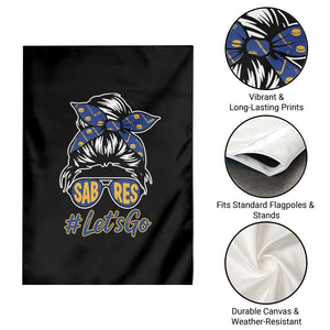 Lets Go Hockey Mom Garden Flag Buffalo Messy Bun Sunglasses Sports Fan
