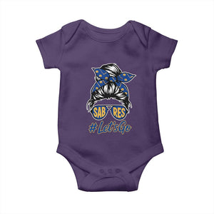 Lets Go Hockey Mom Baby Onesie Buffalo Messy Bun Sunglasses Sports Fan TS02 Purple Print Your Wear