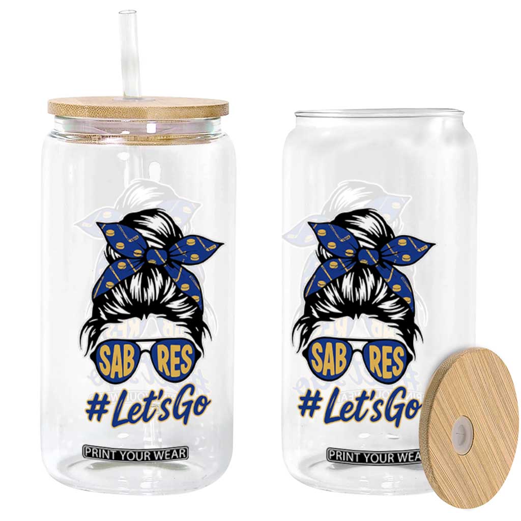 Lets Go Hockey Mom Glass Can Buffalo Messy Bun Sunglasses Sports Fan TS02 Print Your Wear