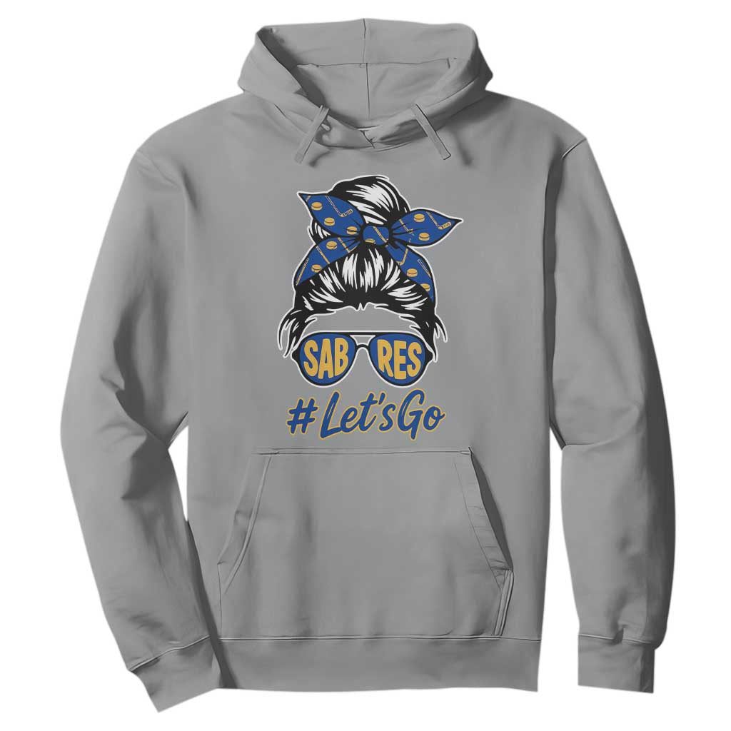 Lets Go Hockey Mom Hoodie Buffalo Messy Bun Sunglasses Sports Fan TS02 Sport Gray Print Your Wear