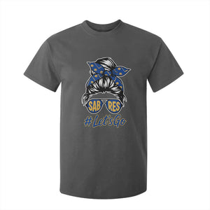 Lets Go Hockey Mom T Shirt For Kid Buffalo Messy Bun Sunglasses Sports Fan TS02 Dark Heather Print Your Wear