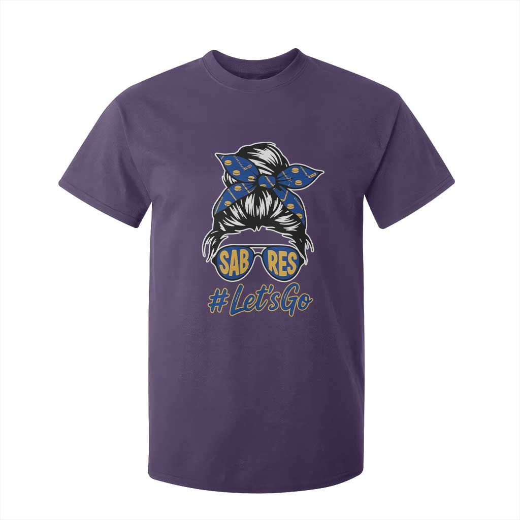 Lets Go Hockey Mom T Shirt For Kid Buffalo Messy Bun Sunglasses Sports Fan TS02 Purple Print Your Wear