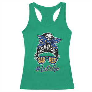 Lets Go Hockey Mom Racerback Tank Top Buffalo Messy Bun Sunglasses Sports Fan TS02 Irish Green Print Your Wear