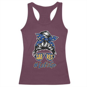 Lets Go Hockey Mom Racerback Tank Top Buffalo Messy Bun Sunglasses Sports Fan TS02 Maroon Print Your Wear