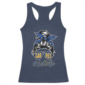 Lets Go Hockey Mom Racerback Tank Top Buffalo Messy Bun Sunglasses Sports Fan TS02 Navy Print Your Wear