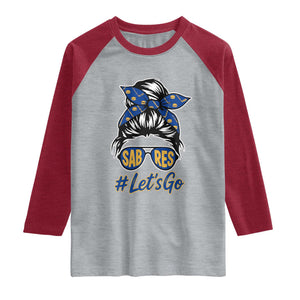 Lets Go Hockey Mom Raglan Shirt Buffalo Messy Bun Sunglasses Sports Fan TS02 Heather Gray Heather Red Print Your Wear