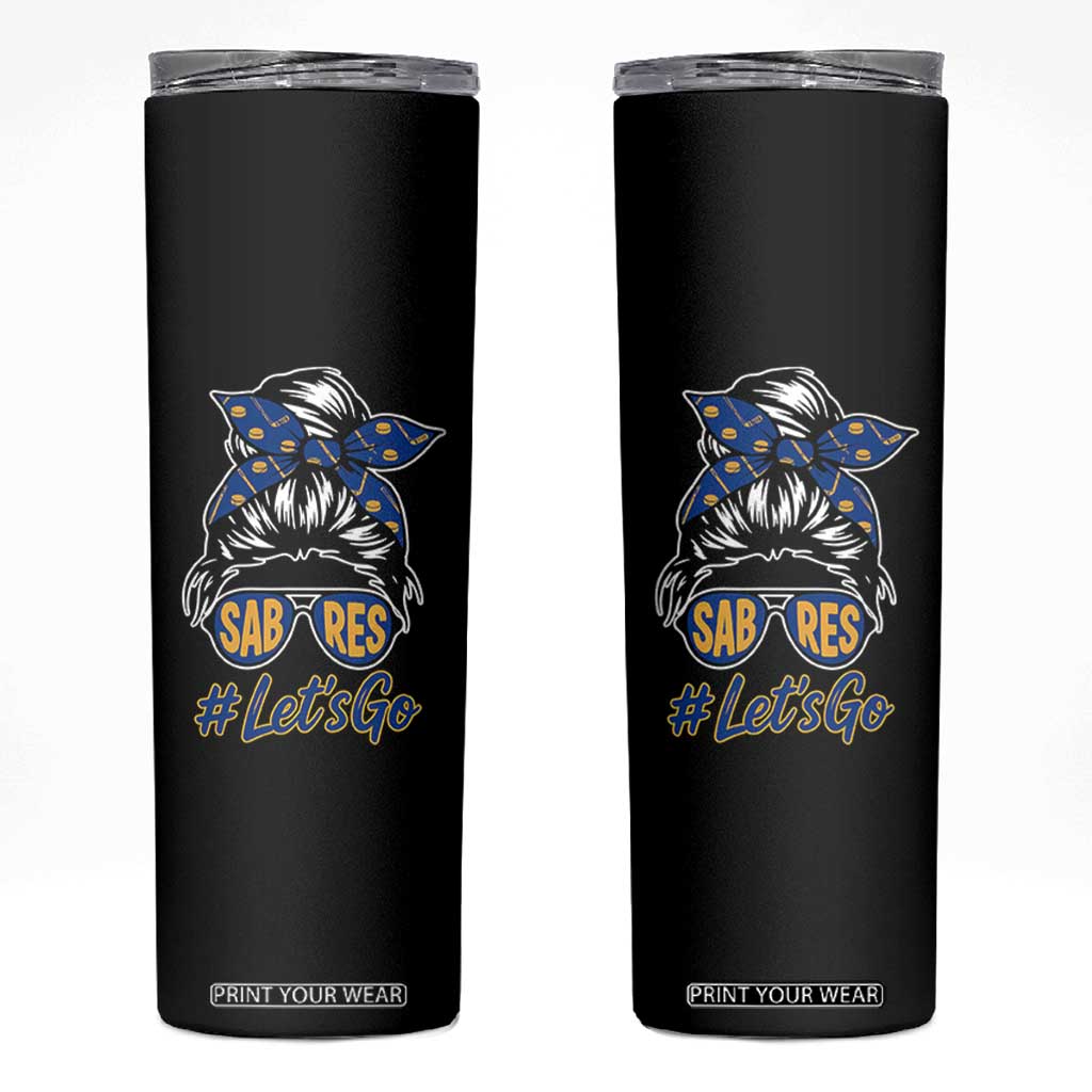 Lets Go Hockey Mom Skinny Tumbler Buffalo Messy Bun Sunglasses Sports Fan TS02 Black Print Your Wear