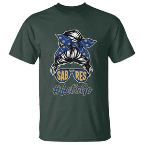 Lets Go Hockey Mom T Shirt Buffalo Messy Bun Sunglasses Sports Fan TS02 Dark Forest Green Print Your Wear