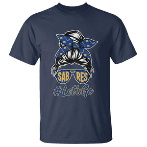 Lets Go Hockey Mom T Shirt Buffalo Messy Bun Sunglasses Sports Fan TS02 Navy Print Your Wear