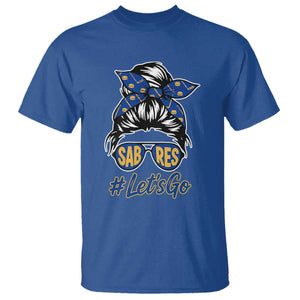 Lets Go Hockey Mom T Shirt Buffalo Messy Bun Sunglasses Sports Fan TS02 Royal Blue Print Your Wear