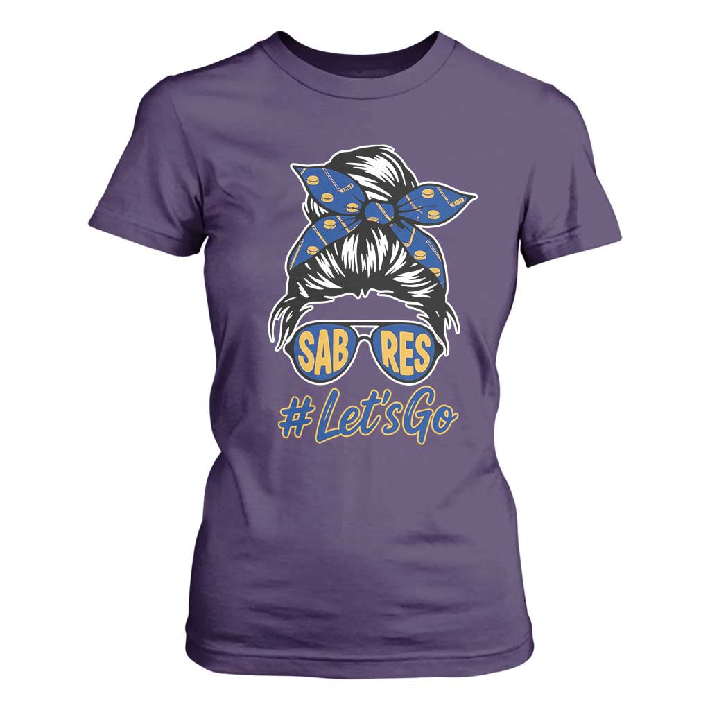 Lets Go Hockey Mom T Shirt For Women Buffalo Messy Bun Sunglasses Sports Fan TS02 Purple Print Your Wear