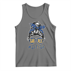 Lets Go Hockey Mom Tank Top Buffalo Messy Bun Sunglasses Sports Fan TS02 Black Heather Print Your Wear