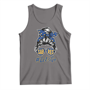 Lets Go Hockey Mom Tank Top Buffalo Messy Bun Sunglasses Sports Fan TS02 Deep Heather Print Your Wear