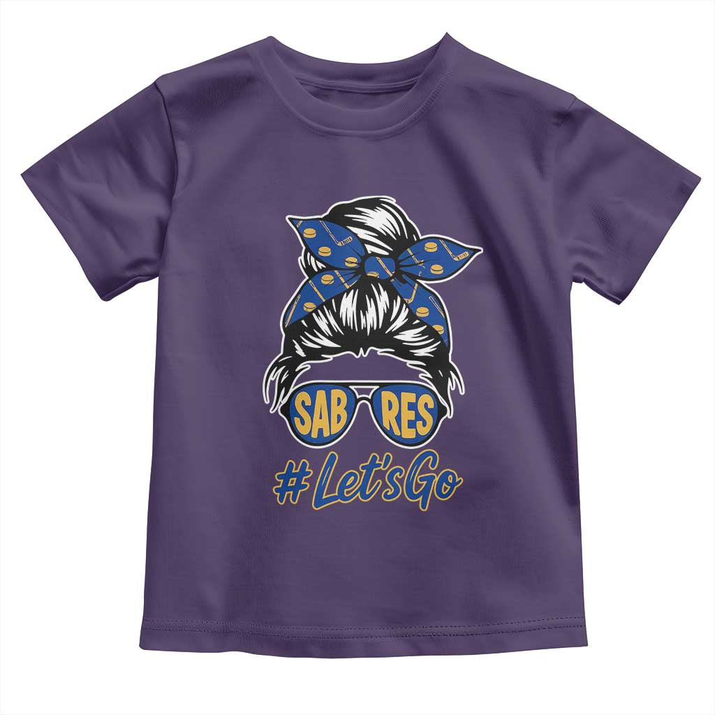 Lets Go Hockey Mom Toddler T Shirt Buffalo Messy Bun Sunglasses Sports Fan TS02 Purple Print Your Wear