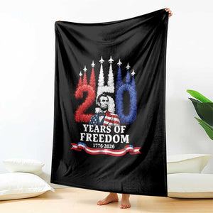 250 Years of Freedom Abraham Lincoln Patriotic Throw Blanket US Fighter Jets Red White and Blue 1776 to 2026 Semiquincentennial TS02 Print Your Wear