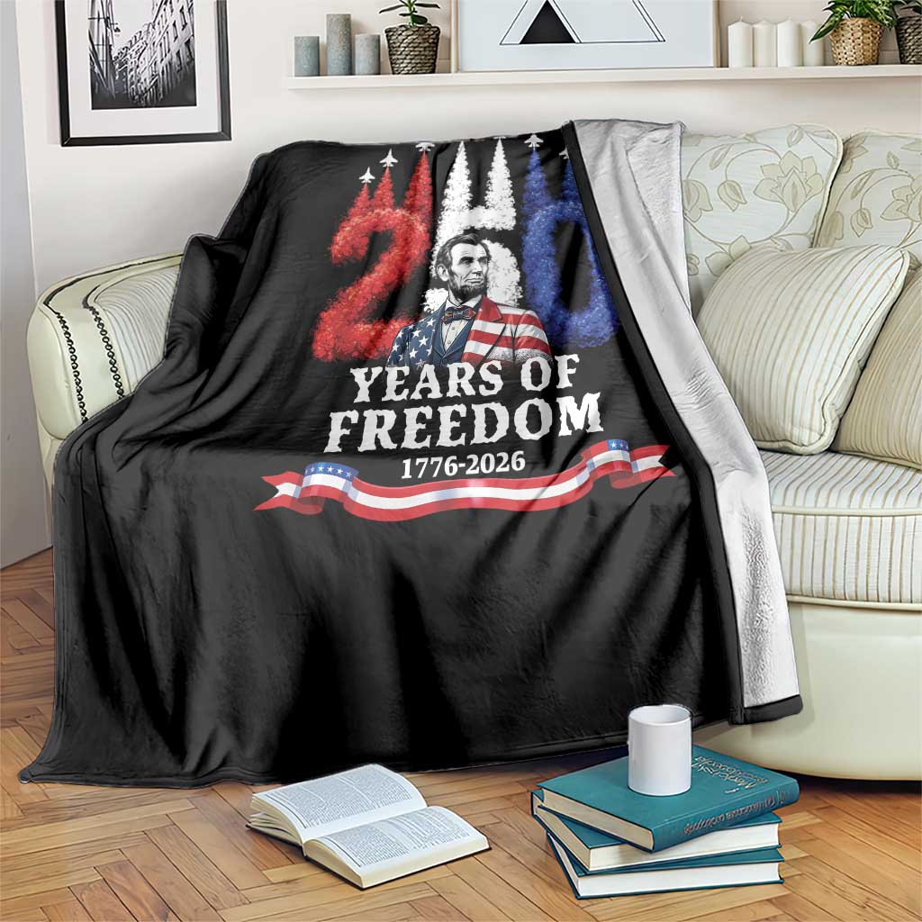 250 Years of Freedom Abraham Lincoln Patriotic Throw Blanket US Fighter Jets Red White and Blue 1776 to 2026 Semiquincentennial TS02 Print Your Wear