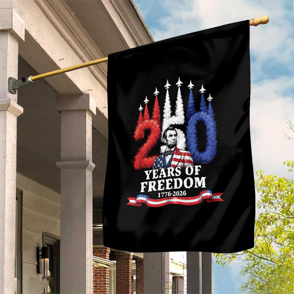 250 Years of Freedom Abraham Lincoln Patriotic Garden Flag US Fighter Jets Red White and Blue 1776 to 2026 Semiquincentennial TS02 Print Your Wear